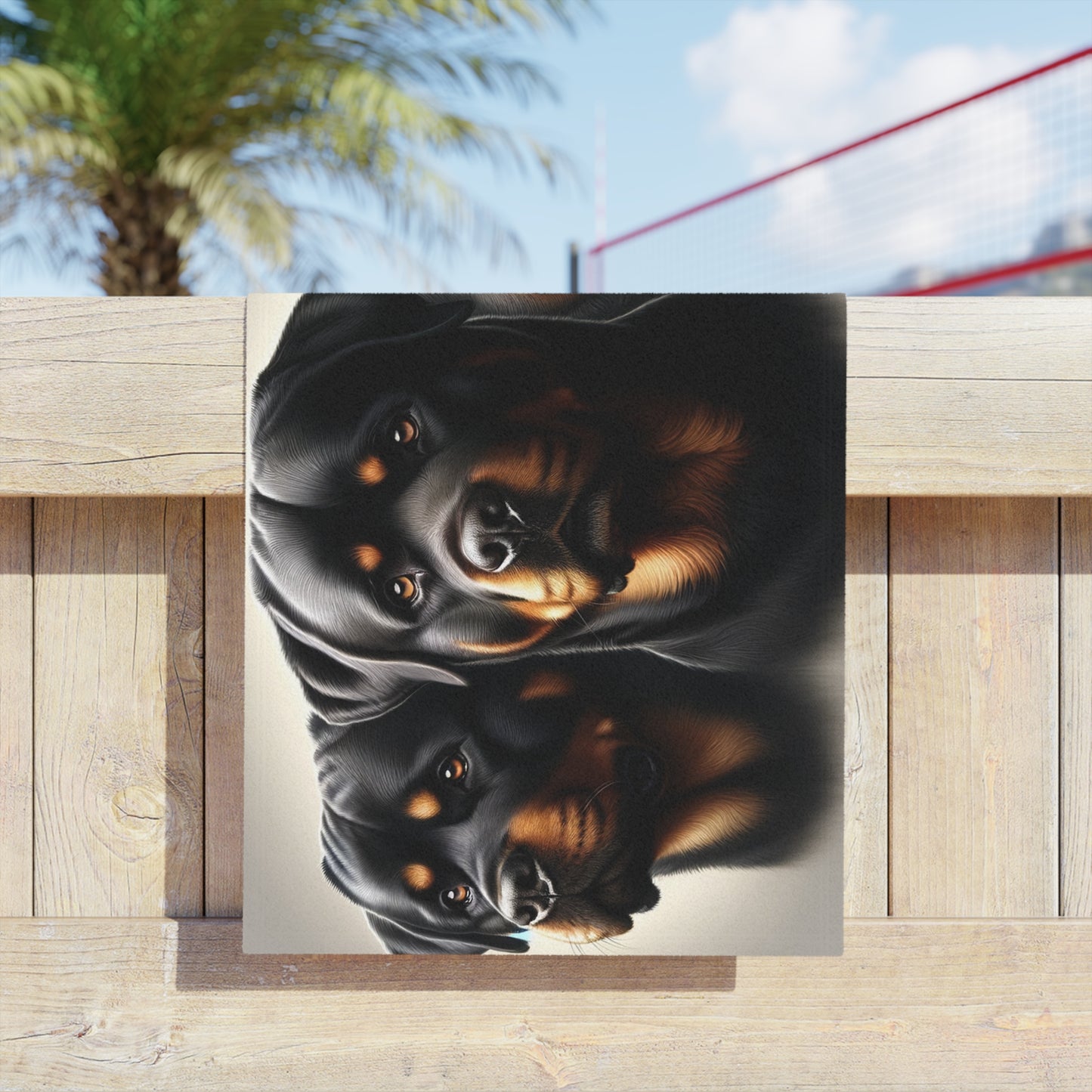 Three Rotts On Light Grey - Beach Towels