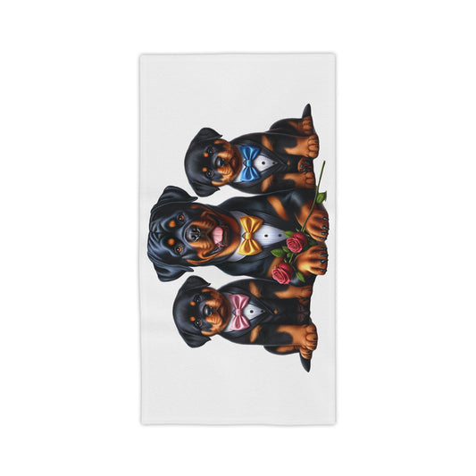 Rott Suit & Pups with Rose - Beach Towels