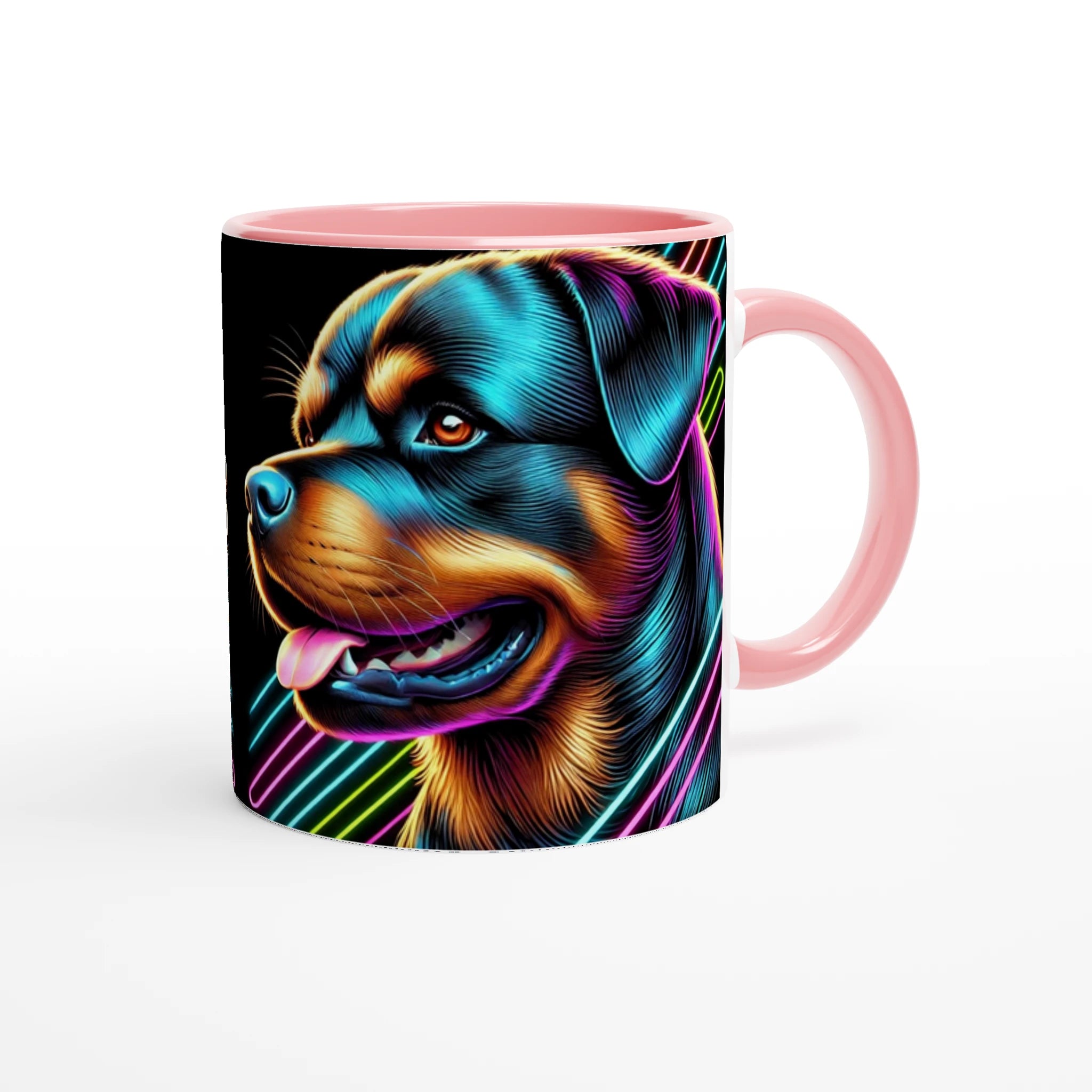 Rott Art - Neon 4 - White 11oz Ceramic Mug with Color Inside – The Rott ...